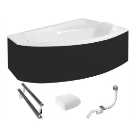   Besco Rima asymmetrische Acrylbadewanne, seitlicher Abfluss, 140 x 90 cm