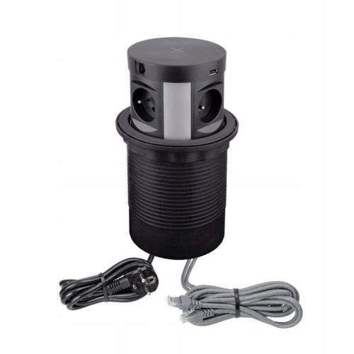 Steckdose, Internet, USB Arbeitsplatte Design Light schwarz