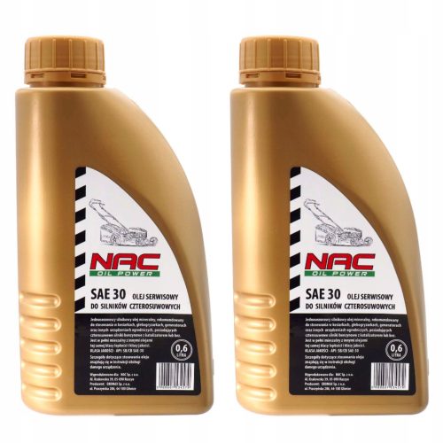 Öle für Rasenmäher, Traktoren und Freischneider Öl für Viertaktmotoren NAC SAE30 0,6L