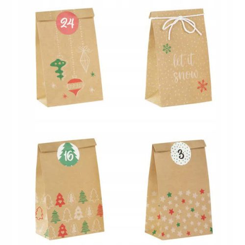  ADVENTSKALENDER DIY KRAFTPAPIERTÜTEN WEIHNACHTSGESCHENK 24St