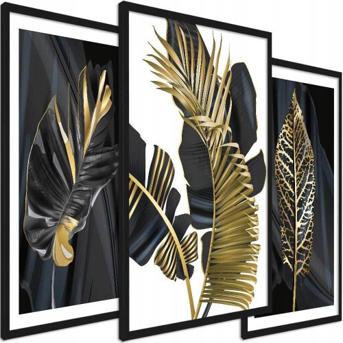  3 gerahmte Bilder für das Wohnzimmer, Natur, Set 3x45x65 Triptychon-Dekoration