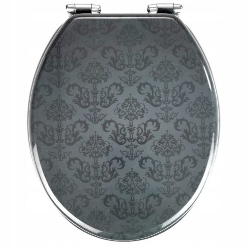 Wenko 22977100 WC-Sitz, Schwarz, Grautöne und Silber MDF