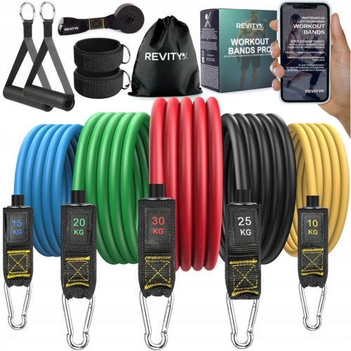  Revity Workout Bands Pro Set Latex-Übungsbänder 10-100 kg 5-tlg.