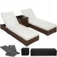 Sonnenliegen und Garten und Terrasse TecTake Technorattan-Liegestuhl in den Farben Beige und Braun