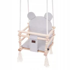    Holzschaukel für Kinder TULUSZKA Samt-Teddybär 3in1 Grau 170 cm