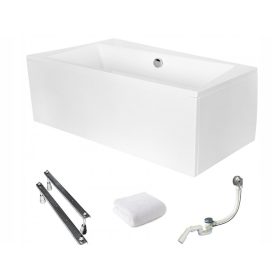   Besco Infinity asymmetrische Acrylbadewanne mit Abfluss in der Mitte, 150 x 90 cm