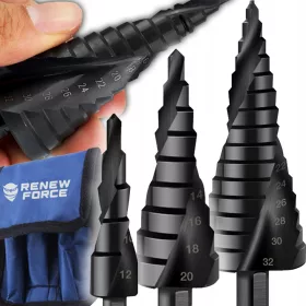 3x SPIRAL HSS Stufenkegelbohrer für Metall 4-32MM Set STARK