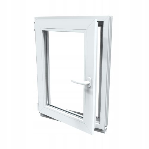 Warmweißes PVC-Fenster RU Links 50x60 500x600 neu