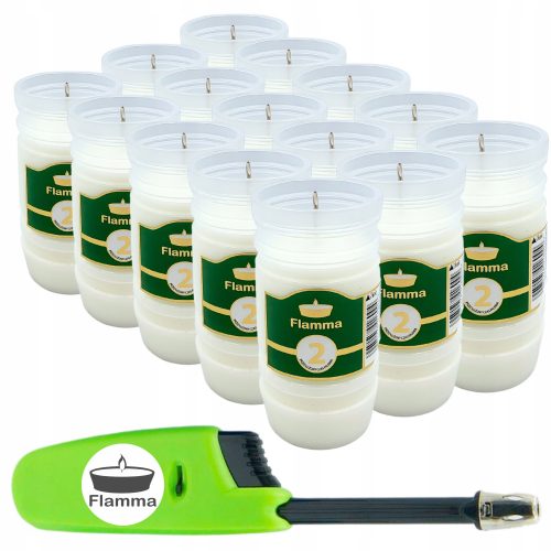 EINSÄTZE FÜR KERZEN Paraffin 100 % 15 Stück 2 TAGE + GRATIS Feuerzeug