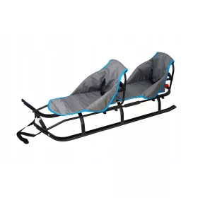    Duo-Twin-Tandemschlitten für Kinder, groß, mit Rückenlehne, starke, leichte PL-Gurte