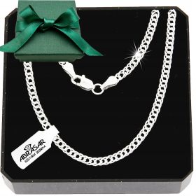    SILBERNE ROMBO-KETTE FÜR HERREN, 55 cm, 925er SILBER, VOLLSTÄNDIG FÜR EIN GESCHENK