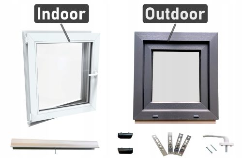 Warmes anthrazitfarbenes PVC-Fenster links 40x50 400x500 Set