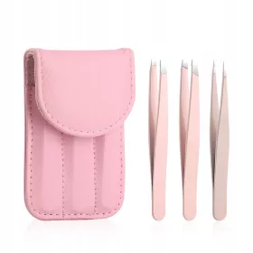  SET PINZETTE, PINZETTE, Pinzette im Etui, 3 Stück, ROSA