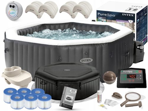 Whirlpool, Garten-Whirlpool Intex 1098 l aufblasbarer runder Hydromassage-Pool + 11 weitere Produkte