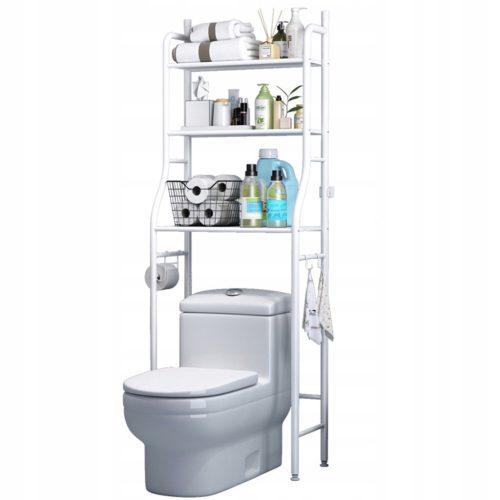  BADEZIMMERREGAL ÜBER DER TOILETTE, WEISSES METALL, HOCH, 3 REGALE