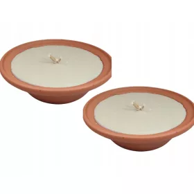    2x OFFENE Kerze, traditionell, TON, gegossen, KERAMIK, groß