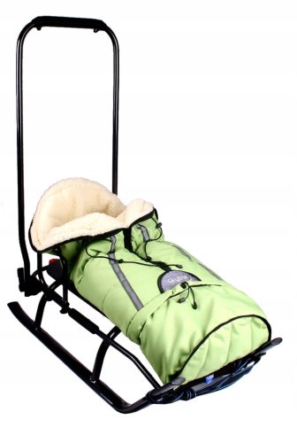  Kinderschlitten mit Rückenlehne, Schlafsack und Schieber, stabile, leichte Aluminium-PL-Gurte