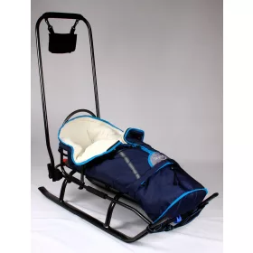    Schlitten mit Rückenlehne und Schlafsack für Kinder, Schieber, stabile, leichte Aluminiumgurte PL