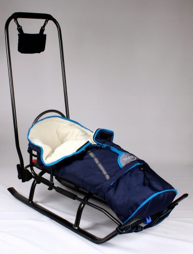  Schlitten mit Rückenlehne und Schlafsack für Kinder, Schieber, stabile, leichte Aluminiumgurte PL