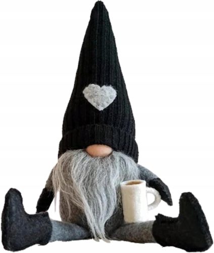  ELEPHY MIT BART, WEIHNACHTSZWERG MIT BECHER MIT HUT, ZWERG, GRAUER ELF