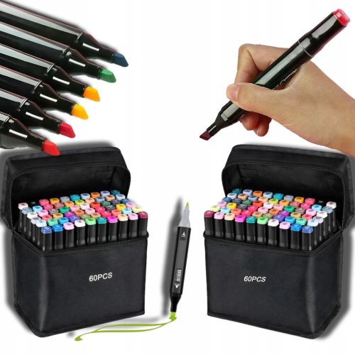  ALKOHOLMARKER-SET 2 x 60 STÜCK 120 STÜCK DOPPELSEITIGE TOUCH + TASCHENMARKER