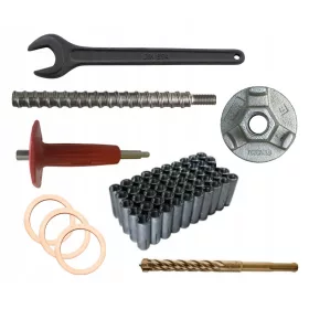   Set zur Montage einer Bohranlage mit Ankern + Setzwerkzeug + Mutter + Schraube + Schraubenschlüssel
