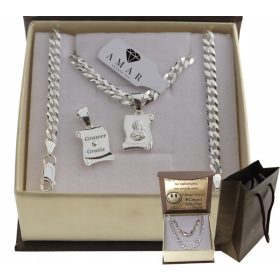    SILBERNE VOLLSTÄNDIGE HERRENRÜSTUNGSKETTE MIT PR-ANHÄNGER. 925 + KOSTENLOSE GRAVUR