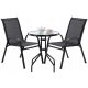 Ein Satz Garten- und Terrassenmöbel GardenLine Gartenmöbel-Set, schwarzes Metall, 3-teilig.