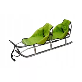    Duo-Twin-Tandemschlitten, groß für Kinder, mit Rückenlehne, stabilen, leichten PL-Gurtbändern