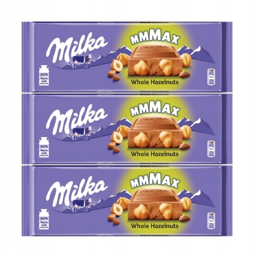 Milka Vollmilchschokolade mit ganzen Haselnüssen, 3er-Pack (3 x 270g)