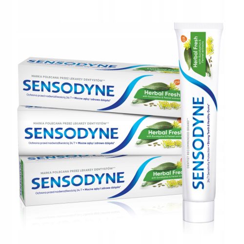  Sensodyne Herbal Fresh, Zahnpasta, mit Eukalyptusextrakten 75 ml x3