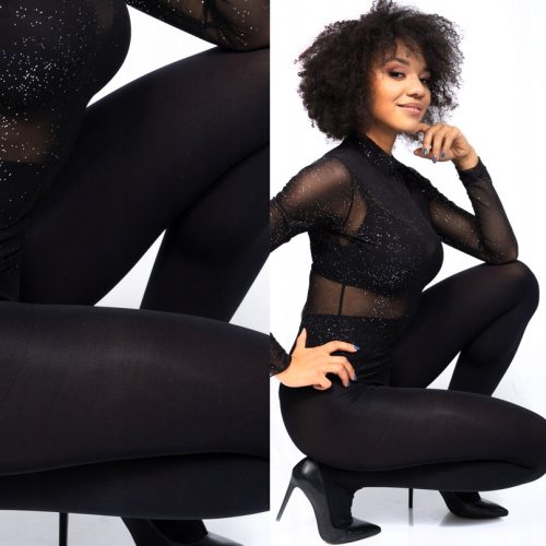  ITALIENISCHE blickdichte Damenstrumpfhose 100 den VELUR schwarz SLIMMING FENOME