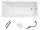 Besco Moderne rechteckige Acrylbadewanne, seitlicher Abfluss, 170 x 70 cm