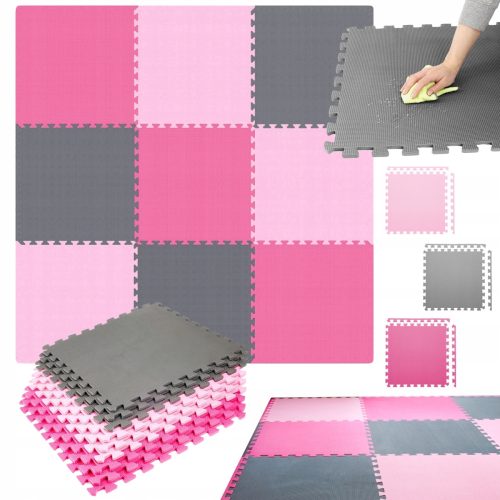  Pretorians Schaumstoffmatte 180x180 cm 9 Stk. rosa und grau