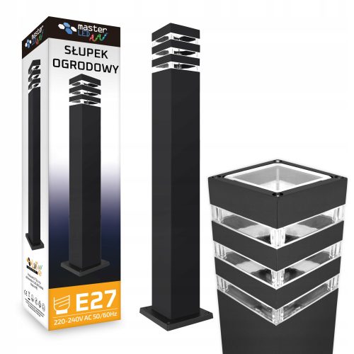  Quadratischer Lichtmast Masterled GU10 80 cm schwarz