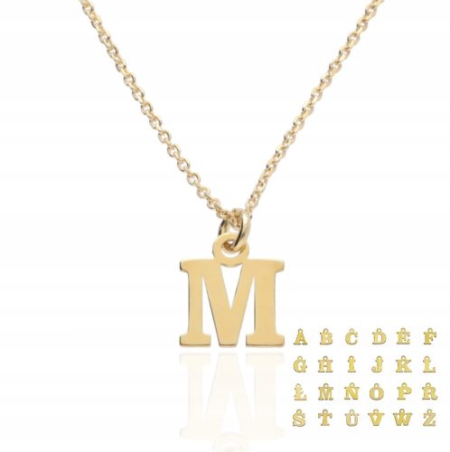  Goldkette mit Buchstabe M 925, beliebiger Buchstabe 60 mm