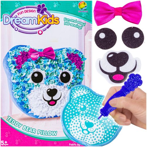  Kreatives SET für Mädchen, MASKOTTCHEN-Teddybär-Kissen, besticktes Stofftier