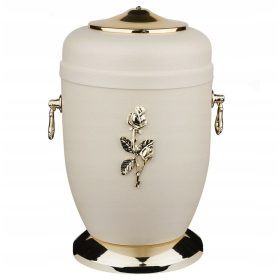   Metallurne für Asche mit einer Rose, Bestattungsurne, Kremationsurne