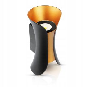    Gartenwandleuchte Interlook, Schwarz, Gelb- und Goldtöne, integrierte 10-W-LED-Quelle