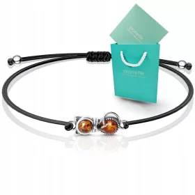  925er Silber-Bernsteinarmband mit einer hübschen Katze