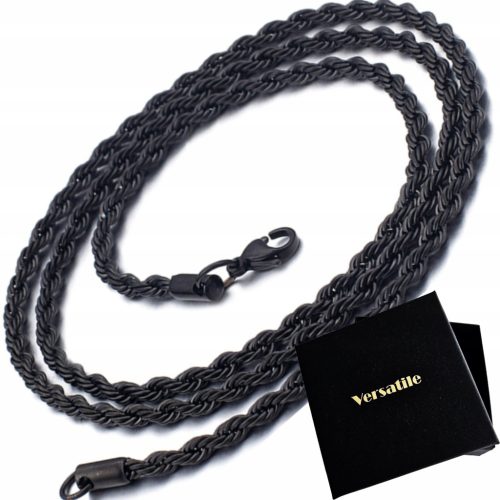  Wunderschöne Herren-Stahlkette, 50 cm SCHWARZ, perfektes vielseitiges Geschenk