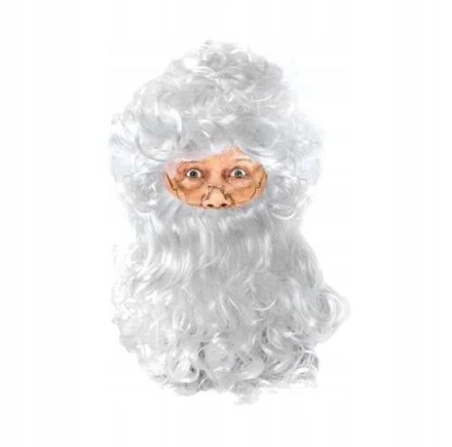  Professionelles Weihnachtsmann-Perücke- und Bart-Set mit Schnurrbart