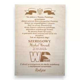    GESCHENK Militäreid SOUVENIR FÜR EINEN SOLDATEN, GRAVUR DES OFFIZIERS