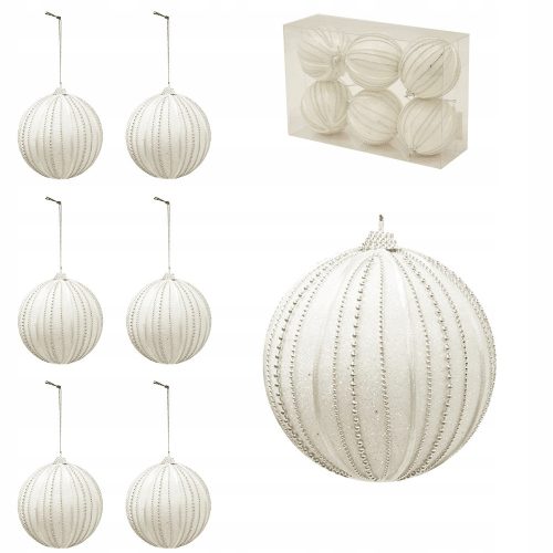  Unzerbrechliche Christbaumkugeln - Creme 8 cm, 6 Stk.