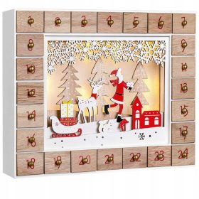  HOLZ-ADVENTSKALENDER WEIHNACHTSMANN LED