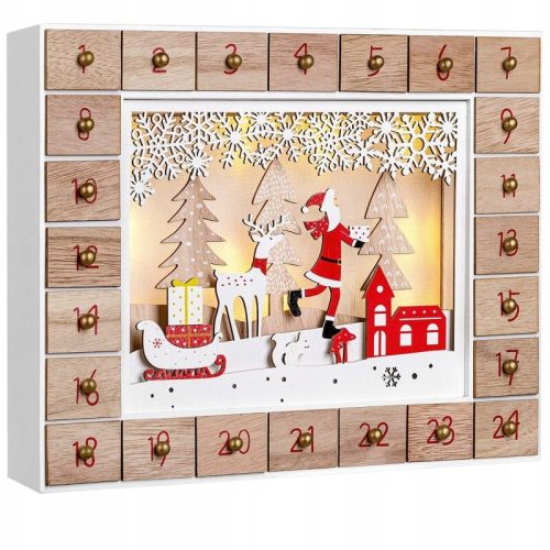  HOLZ-ADVENTSKALENDER WEIHNACHTSMANN LED