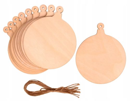  HOLZKUGEL, voller Anhänger, 11 cm, 10 Stück, WEIHNACHTSDEKOR