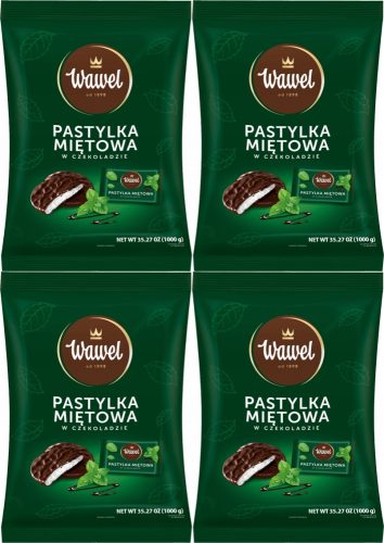 Wawel Minzpastillen in Schokolade, 1 kg (4er-Pack)