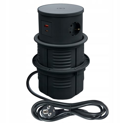 Steckdose, Steckdosenleiste, Tabletop USB Smartt schwarz