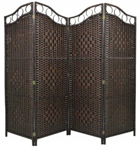 Paravent RAUMBILDSCHIRM CURTARA 4 FLÜGEL 180x200 BRAUN-4
